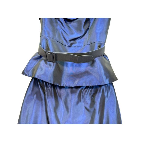 Alfred Angelo Peplum Evening Blouse & Skirt Set Size 4 Midnight Royal Blue Belte - Picture 5 of 16